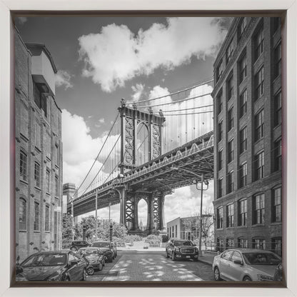  NYC Manhattan Bridge Wall Artwork In Black Floating Frame