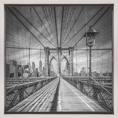  NYC Brooklyn Bridge Wall Artwork In Black Floating Frame