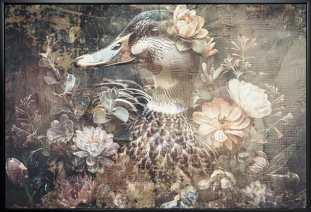  Duck Animal Vintage Art Illustration Wallart 06 Wall Artwork Gallery Wrapped (Ready to Hang)