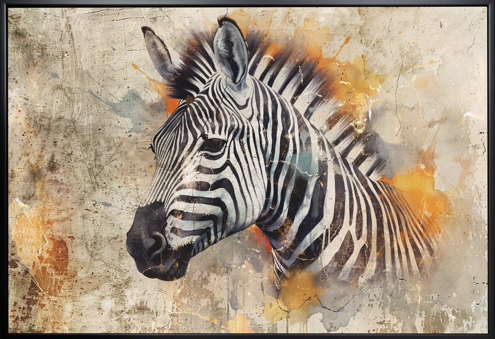  Zebra Animal Vintage Art Illustration Wallart 06 Wall Artwork Gallery Wrapped (Ready to Hang)