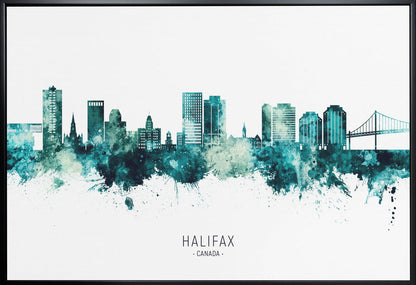 Wall art Halifax Canada Skyline-36X24inches-In White Floating Frame