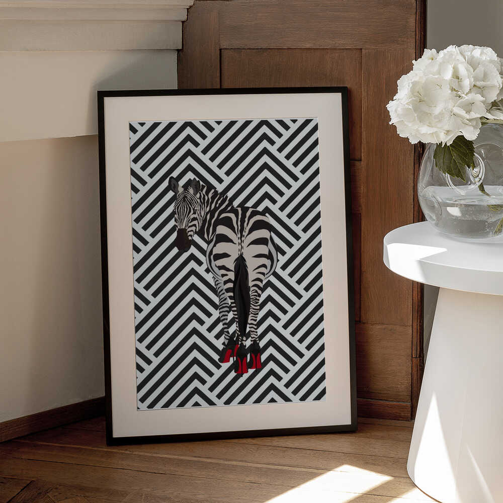 Wall art Zebra heels retro