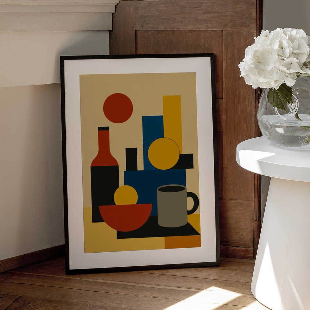 Wall art Geometric Still Life with Bottle 02