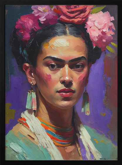  Portrait Of Frida Wall Artwork In White Floating Frame