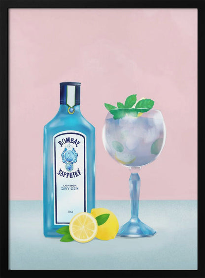  Gin Cocktail Wall Artwork In White Floating Frame