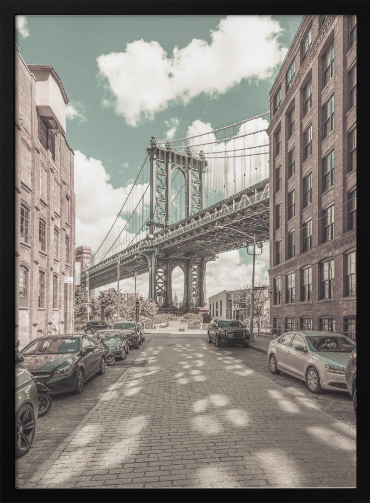  NEW YORK CITY Manhattan Bridge | urban vintage style Wall Artwork Gallery Wrapped (Ready to Hang)