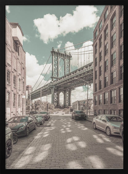  NEW YORK CITY Manhattan Bridge | urban vintage style Wall Artwork Gallery Wrapped (Ready to Hang)