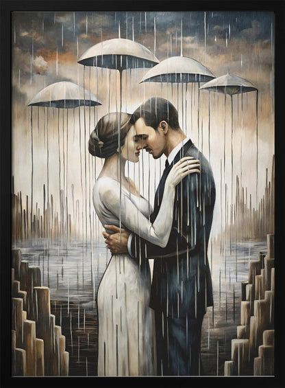  A Kiss Beneath the Floating Umbrellas Wall Artwork Gallery Wrapped (Ready to Hang)