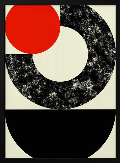 Wall art Geometric Shapes with a Bold Red Circle