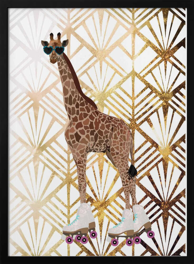 Wall art Giraffe Rollerskates Art Deco