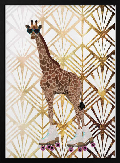 Wall art Giraffe Rollerskates Art Deco