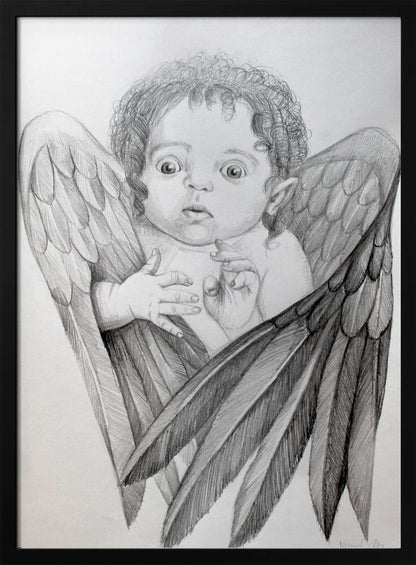 canvas prints Surprised Little Cherub24X36inches- White Frame