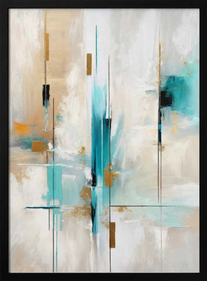 Wall art Echoes of Aqua and Gold