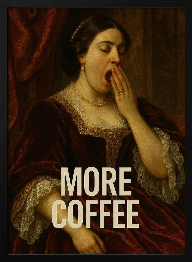 canvas prints Yawning for Coffee24X36inches- White Frame