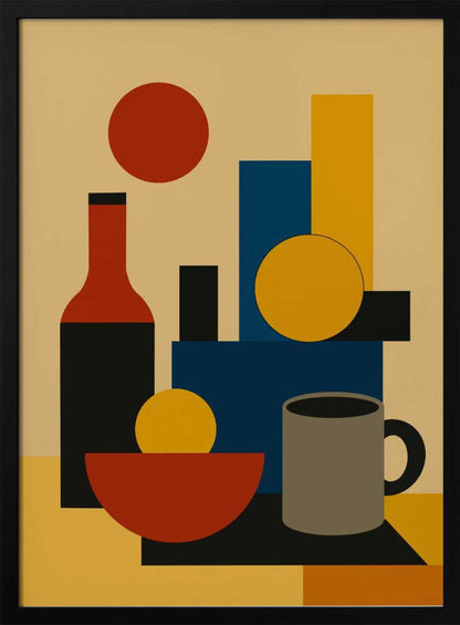Wall art Geometric Still Life with Bottle 02