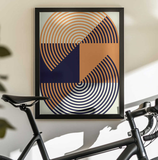Wall art Concentric Circles in Vibrant Orange and Blue