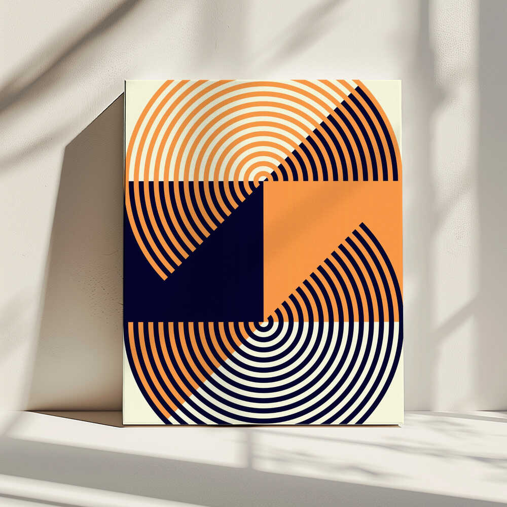 Wall art Concentric Circles in Vibrant Orange and Blue