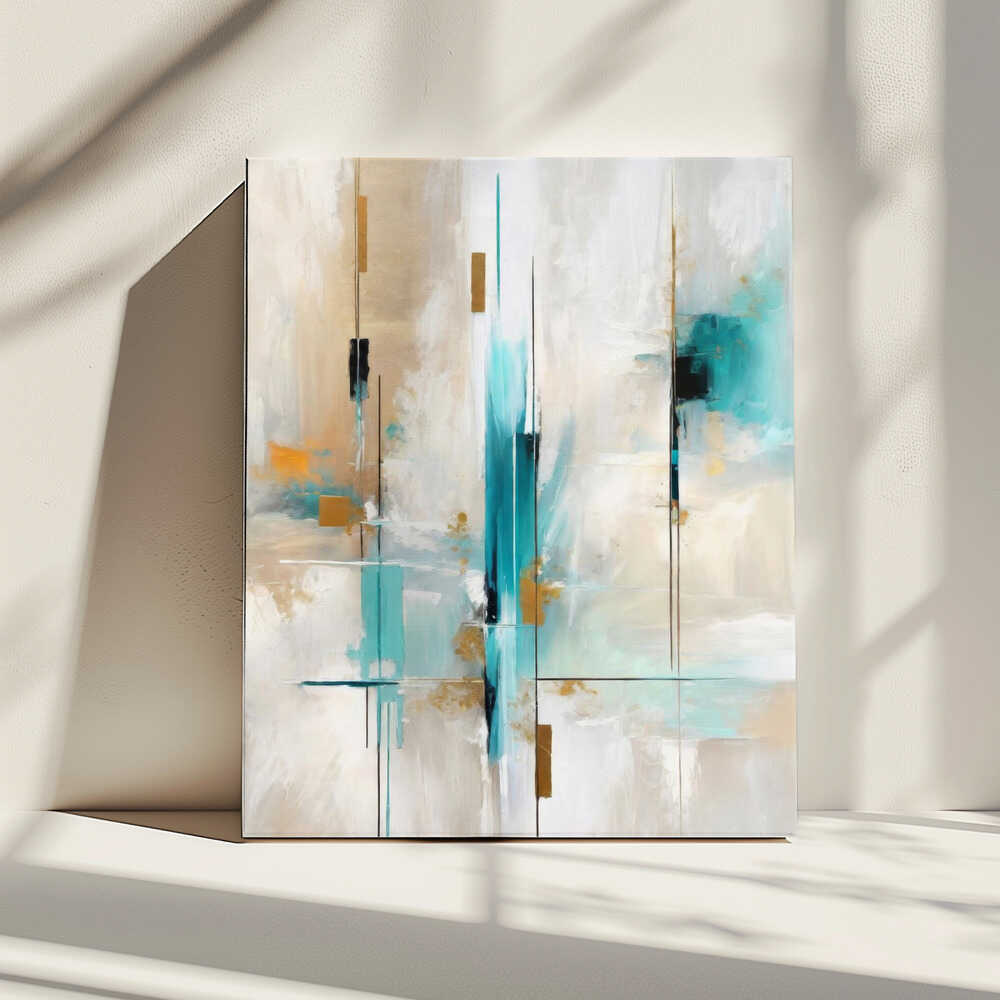 Wall art Echoes of Aqua and Gold