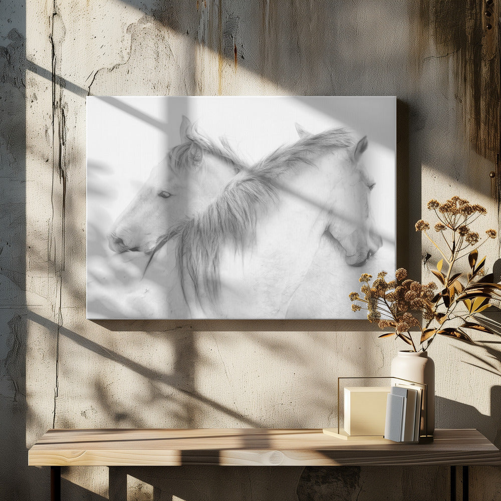  Horses Wall Artwork In White Floating Frame