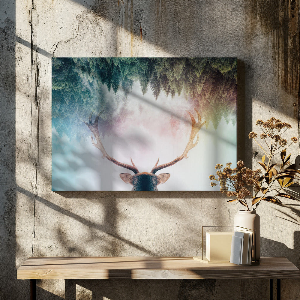  Antler Wall Artwork In White Floating Frame