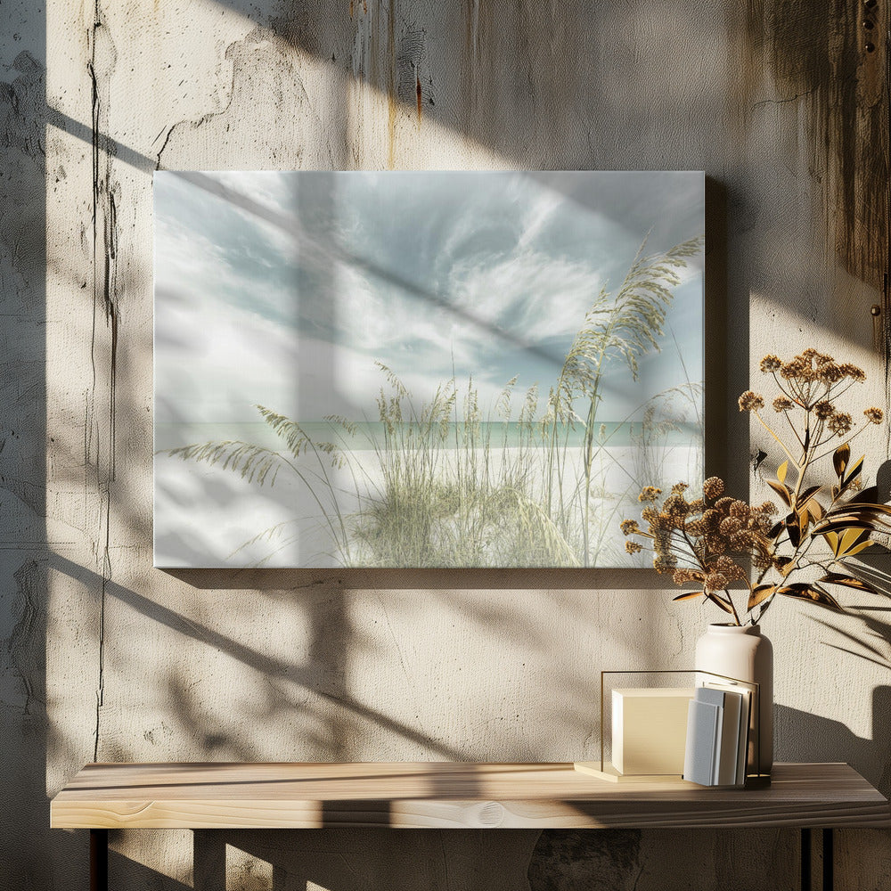  Heavenly calmness on the beach Wall Artwork In White Floating Frame