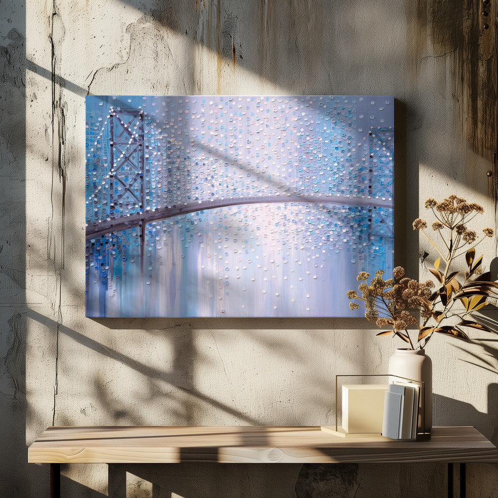 Bridge In the Mist Wall Artwork In White Floating Frame