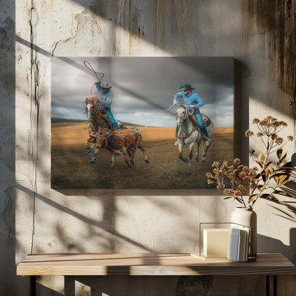  Team Roping Wall Artwork In White Floating Frame