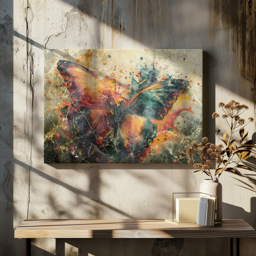  Butterfly Animal Vintage Art Illustration Wallart 04 Wall Artwork In White Floating Frame