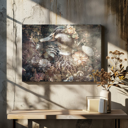  Duck Animal Vintage Art Illustration Wallart 06 Wall Artwork In White Floating Frame