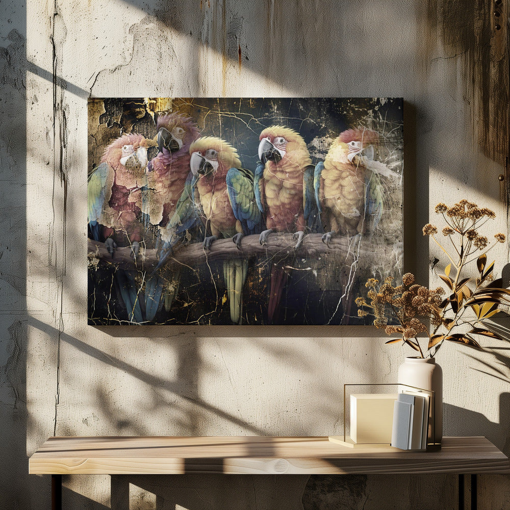  Parrot Animal Vintage Art Illustration Wallart 10 Wall Artwork In White Floating Frame