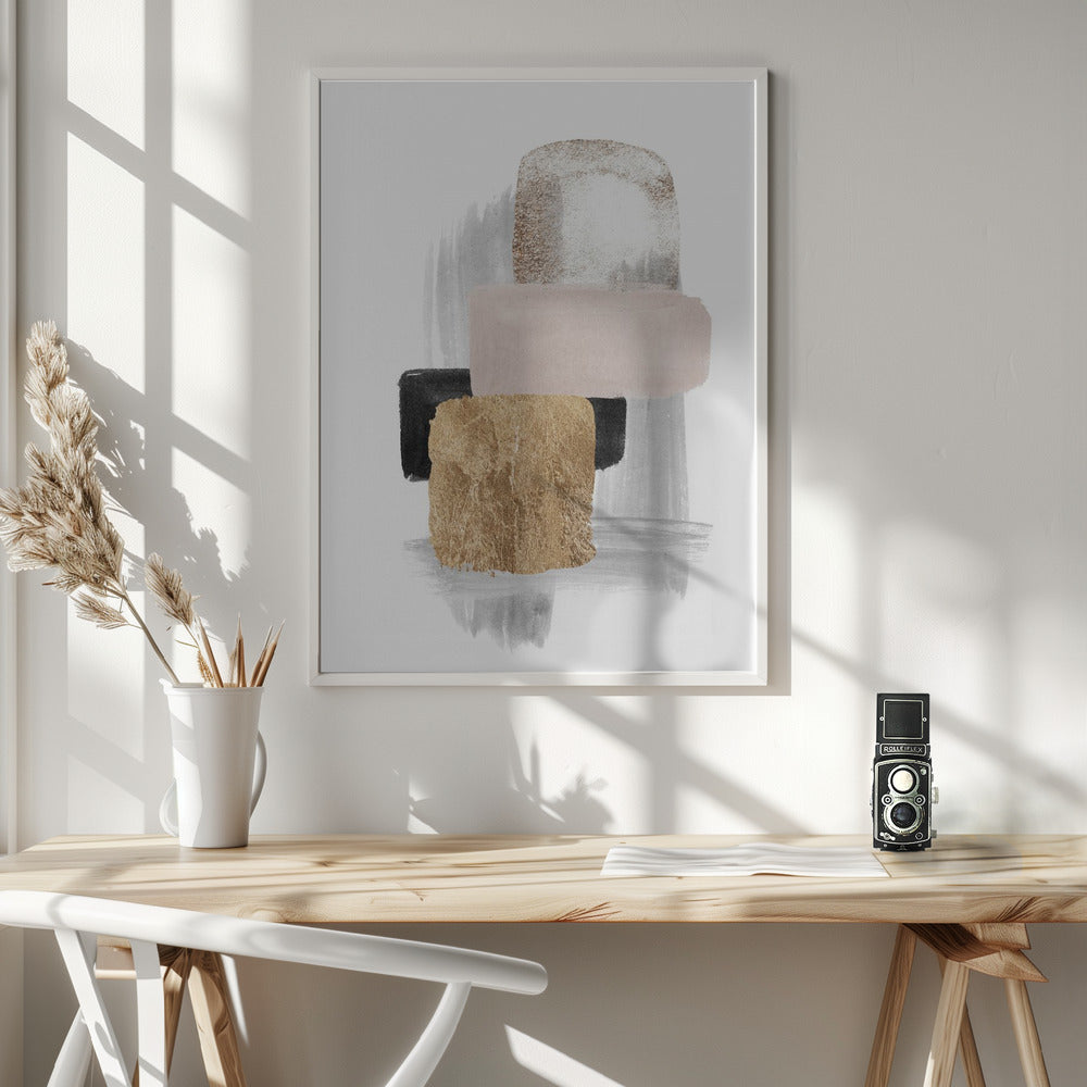  Brush Strokes-5 Wall Artwork In White Floating Frame