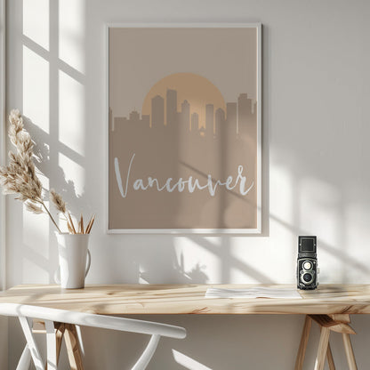 Wall art Skyline Earth Tone 2 95-36X48inches-In White Floating Frame