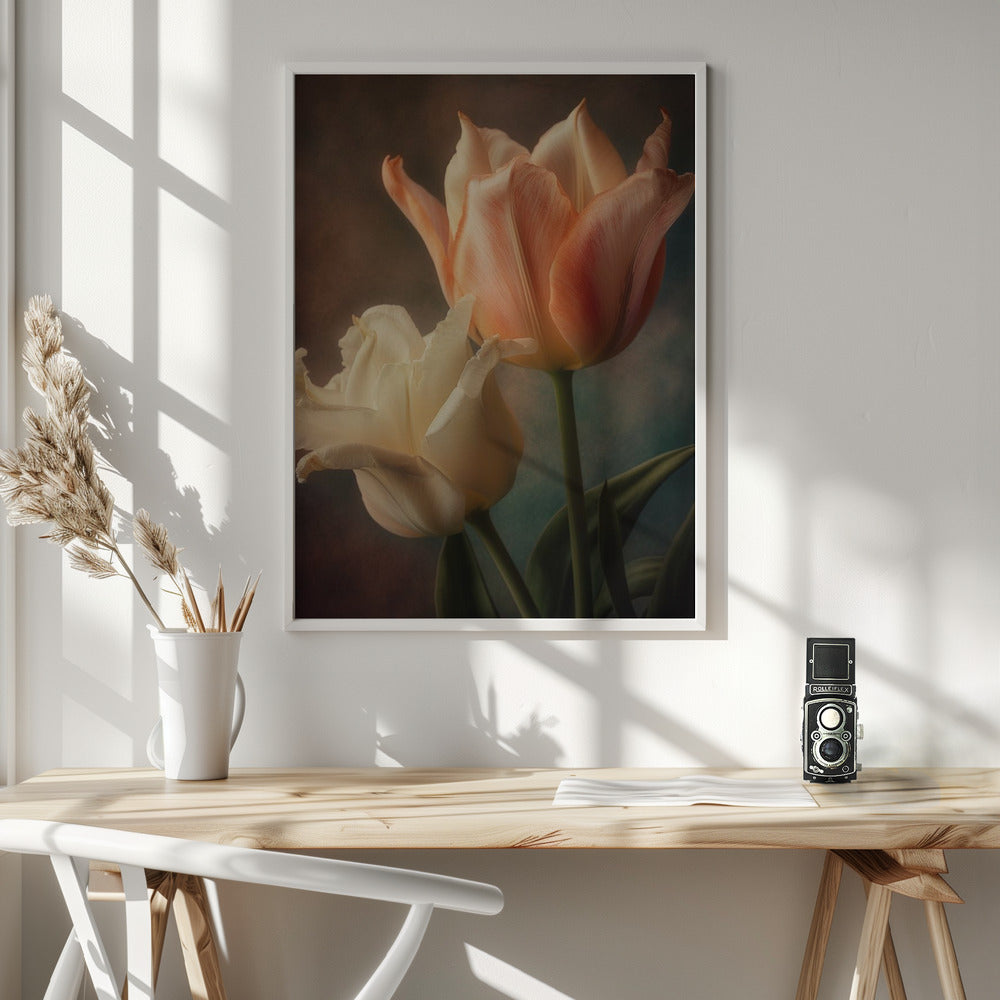  Vintage Flowers 2 Wall Artwork In White Floating Frame