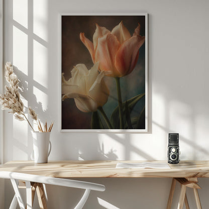  Vintage Flowers 2 Wall Artwork In White Floating Frame