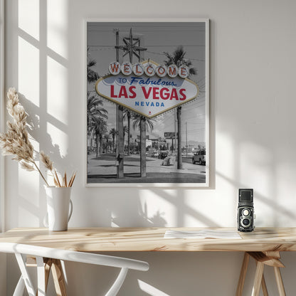  LAS VEGAS Sign - colorkey Wall Artwork In White Floating Frame