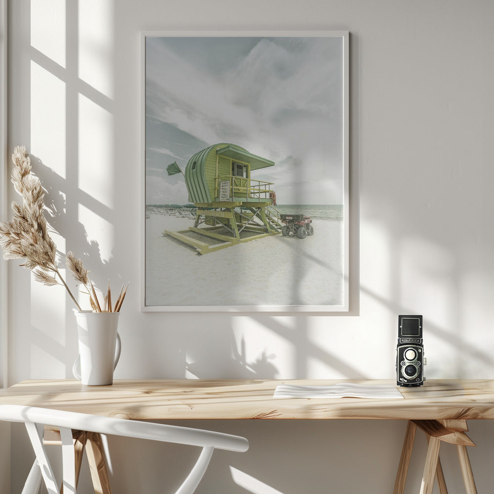  Vintage Florida Flair at Miami Beach Wall Artwork In White Floating Frame