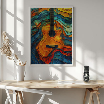  Music Guitar 10 Wall Artwork In White Floating Frame