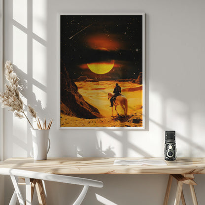 Artwork Western Space Adventure36X48inches- White Frame