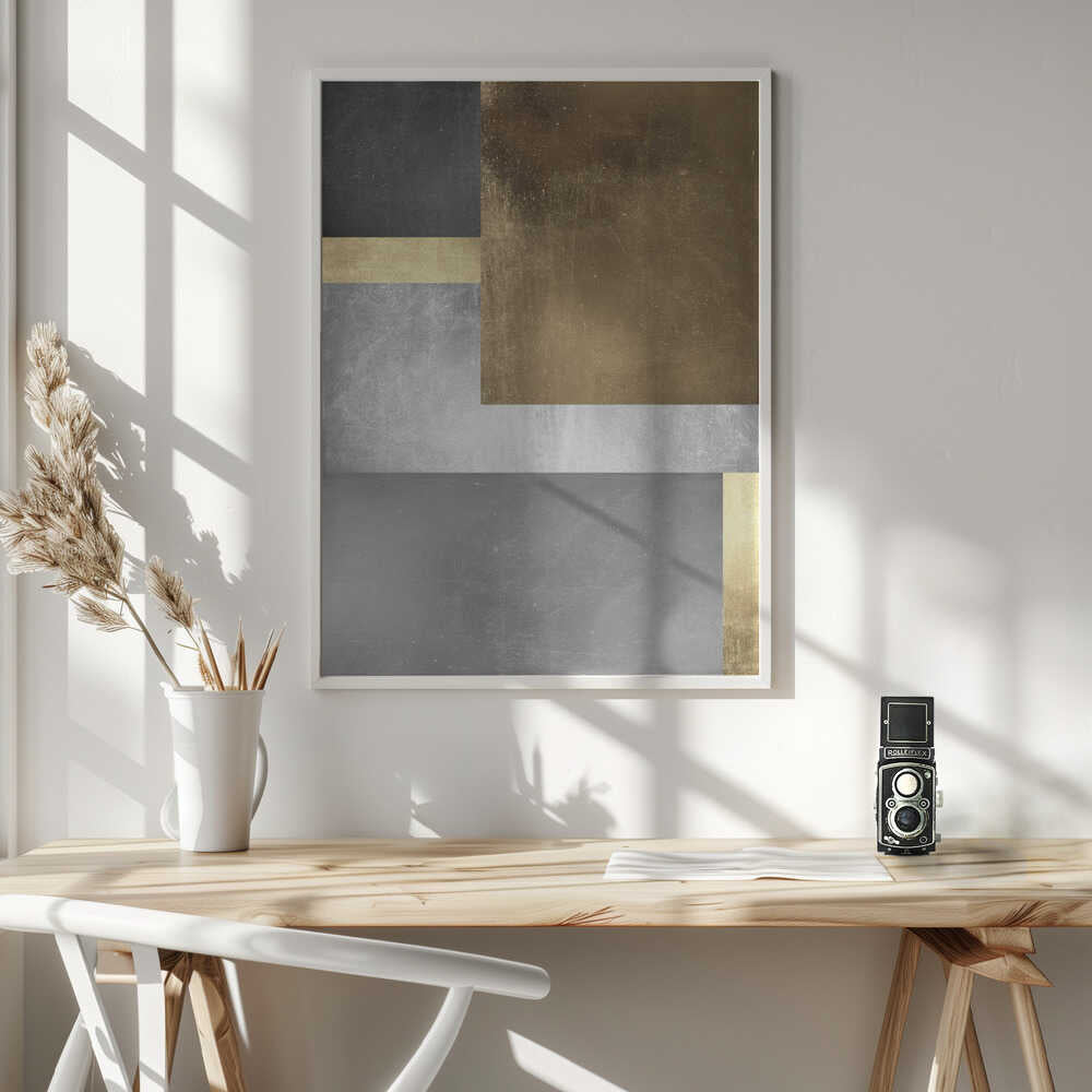 Wall art Gold and silver textures 3