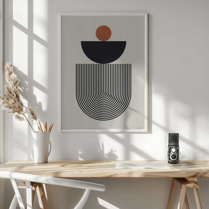 Wall art Geometric Shapes with a Black Semicircle