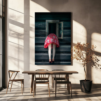  Getting out - getting in Wall Artwork In White Floating Frame