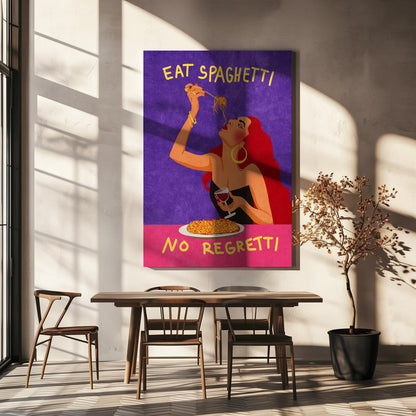  Eat spaghetti no regretti Wall Artwork In Black Floating Frame