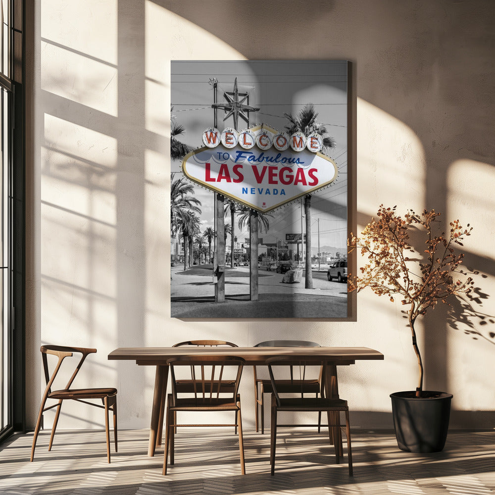  LAS VEGAS Sign - colorkey Wall Artwork In Black Floating Frame
