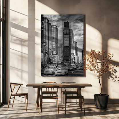  NEW YORK CITY Times Square - Monochrome Wall Artwork In White Floating Frame