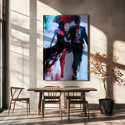  Walking In the Rain Wall Artwork In White Floating Frame