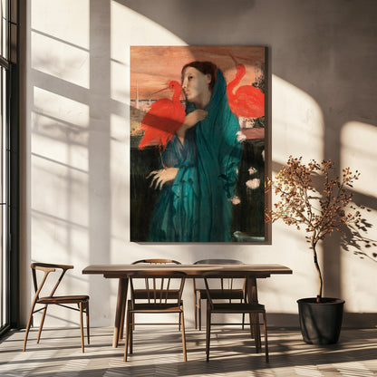  Young Woman With Ibis Wall Artwork In White Floating Frame