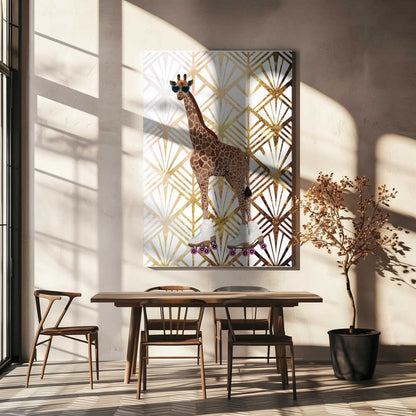 Wall art Giraffe Rollerskates Art Deco