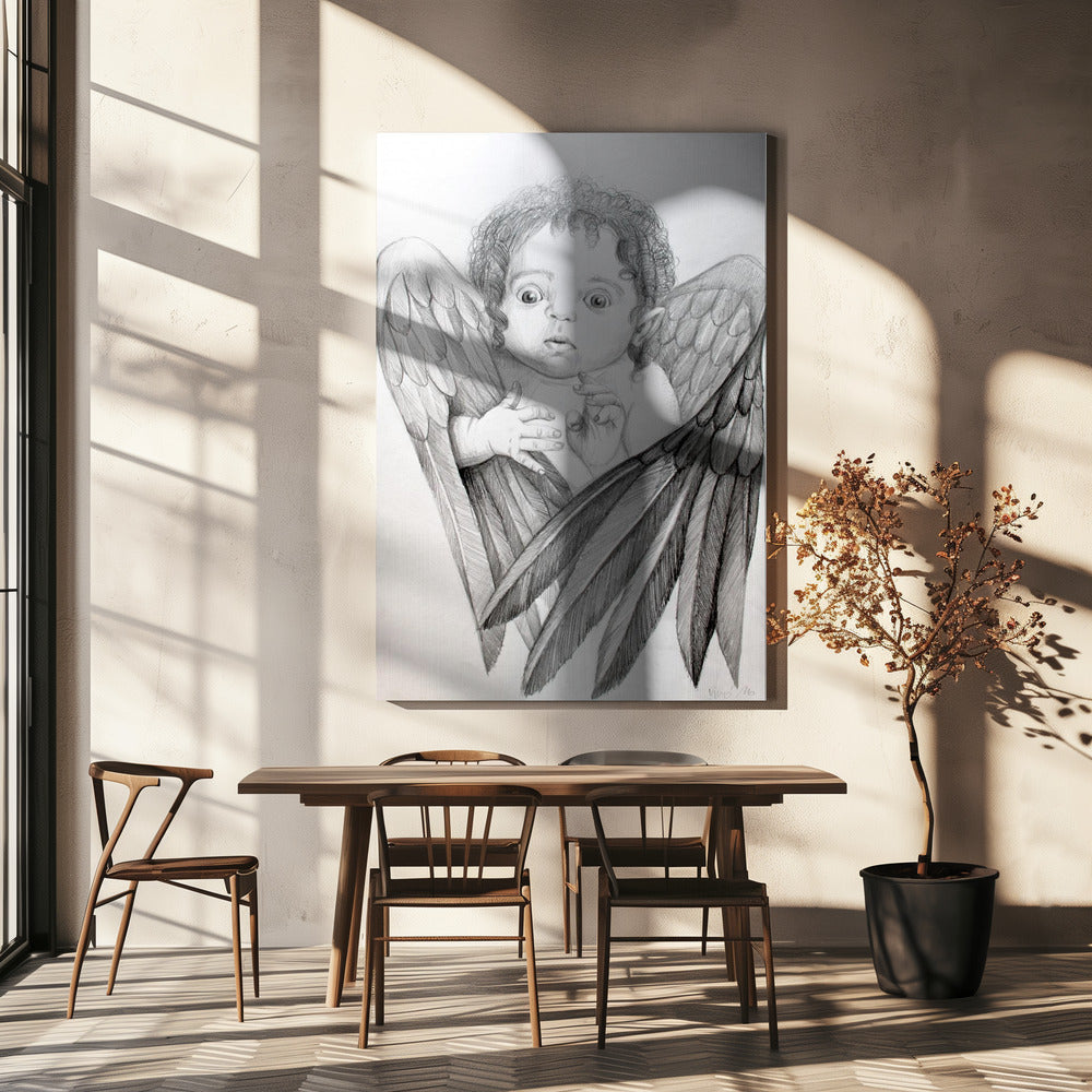 canvas prints Surprised Little Cherub36X48inches- Black Frame