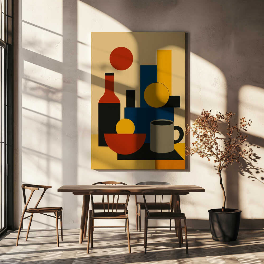 Wall art Geometric Still Life with Bottle 02