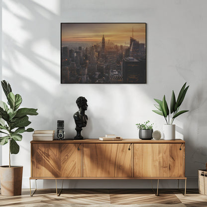  Manhattan's light Wall Artwork In White Floating Frame